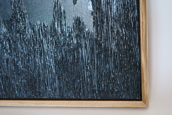 Large Abstract Black Modern Framed Artwork
